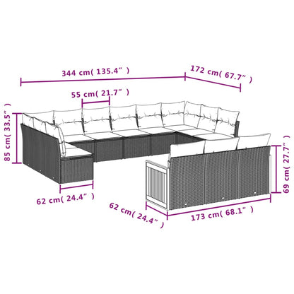 Set Divano da Giardino 13 pz con Cuscini Beige in Polyrattan | homemem39