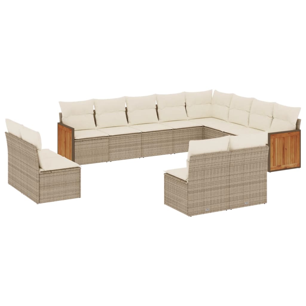 Set Divani da Giardino 12 pz con Cuscini Beige in Polyrattan - homemem39