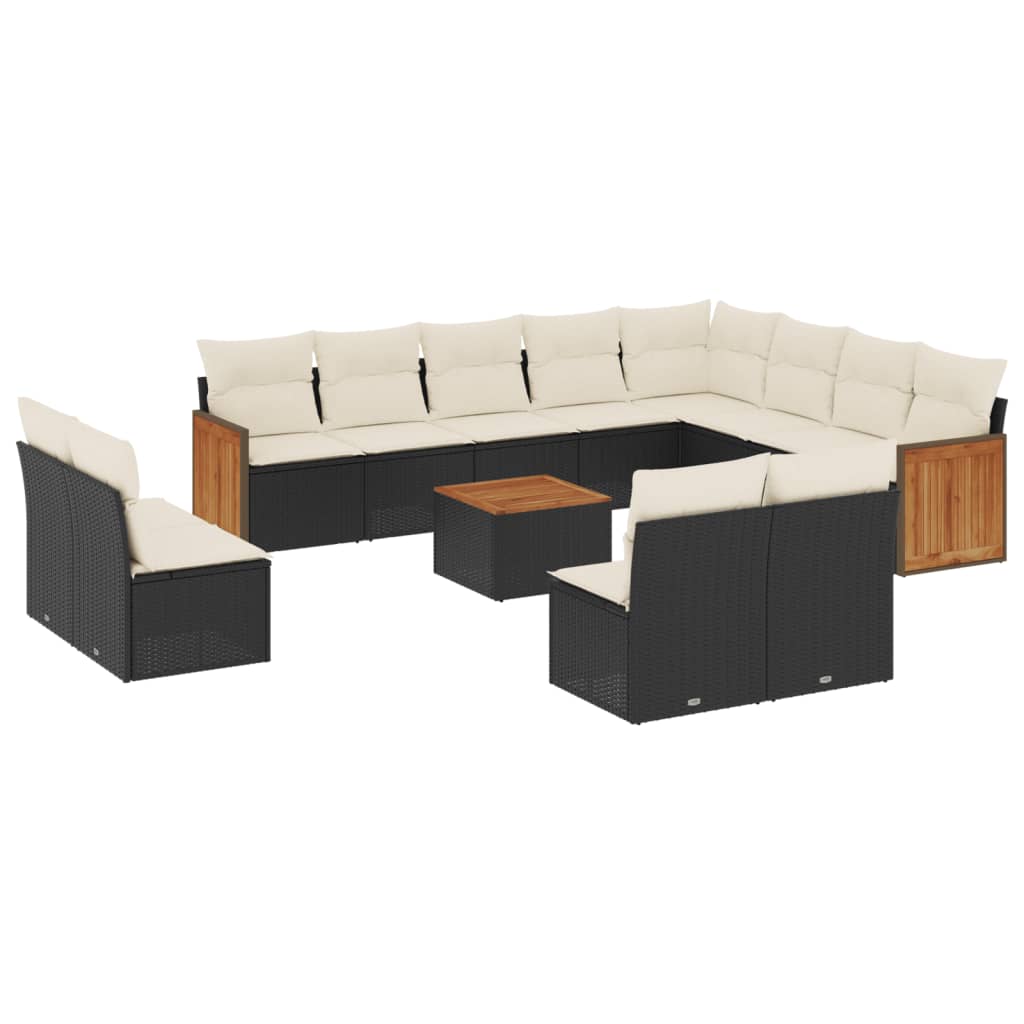 Set Divani da Giardino 13pz con Cuscini Nero in Polyrattan - homemem39
