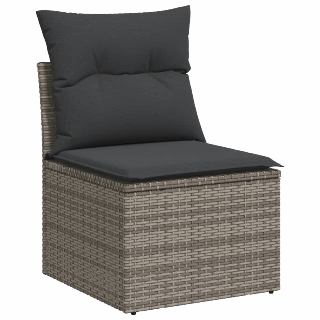 Set Divani da Giardino 14pz con Cuscini in Polyrattan Grigio | homemem39