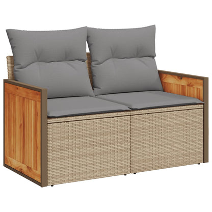Set Divani da Giardino 11 pz con Cuscini Beige in Polyrattan - homemem39