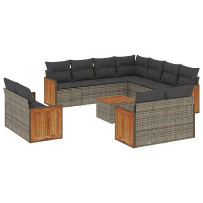 Set Divani da Giardino 12 pz con Cuscini Grigio in Polyrattan | homemem39