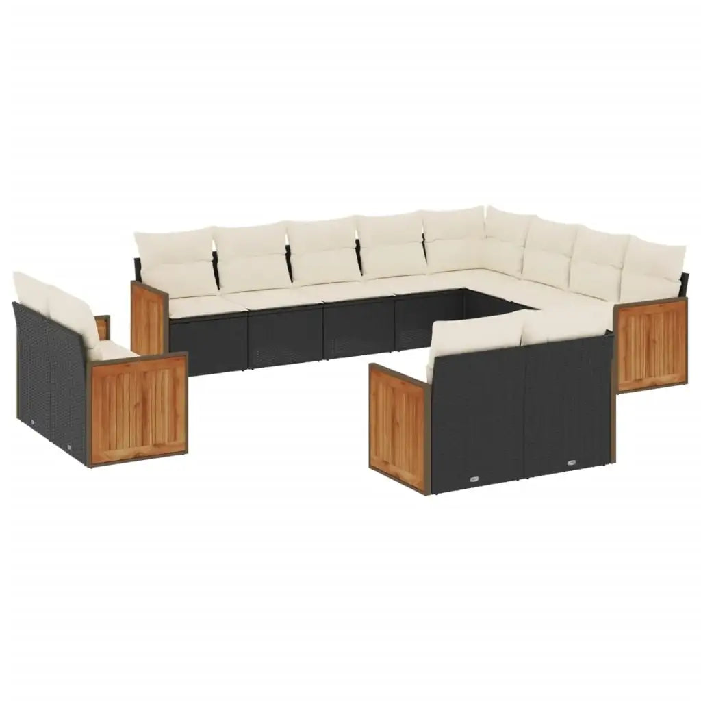 Set Divani da Giardino 12 pz con Cuscini Nero in Polyrattan - homemem39