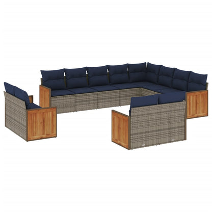 Set Divani da Giardino 12 pz con Cuscini Grigio in Polyrattan | homemem39