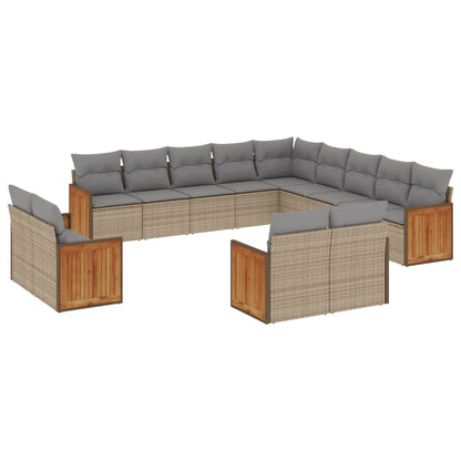 Set Divano da Giardino 13 pz con Cuscini Beige in Polyrattan | homemem39
