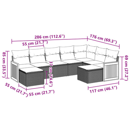 Set Divani da Giardino 9 pz con Cuscini Nero in Polyrattan | homemem39
