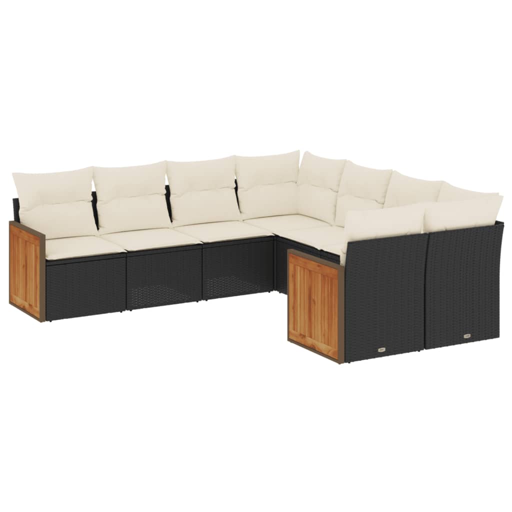 Set Divani da Giardino con Cuscini 8 pz Nero in Polyrattan - homemem39