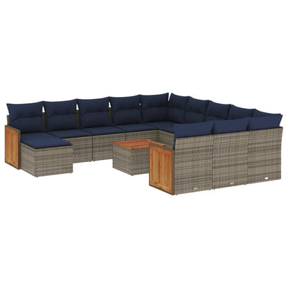Set Divani da Giardino 13 pz con Cuscini Grigio in Polyrattan | homemem39