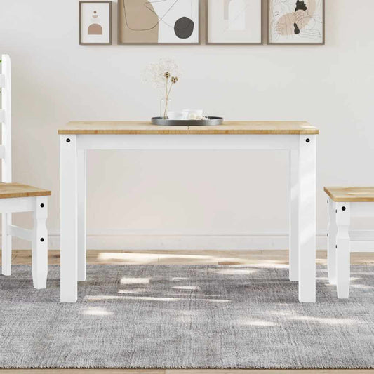 Tavolo da Pranzo PANAMA Bianco 112x60x75 cm Legno Massello Pino | homemem39