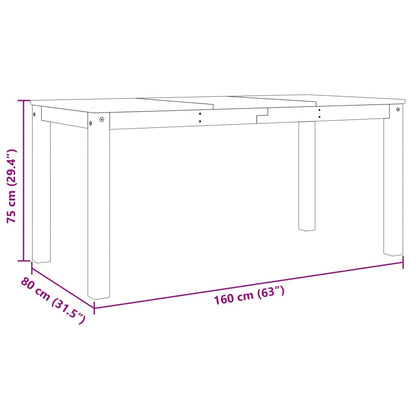 Tavolo da Pranzo PANAMA Grigio 160x80x75 cm Legno Massello Pino | homemem39