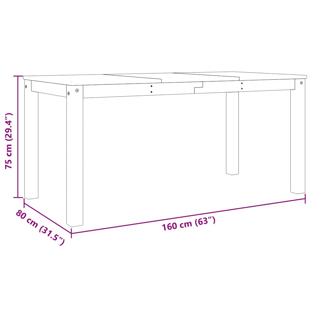 Tavolo da Pranzo PANAMA Bianco 160x80x75 cm Legno Massello Pino | homemem39