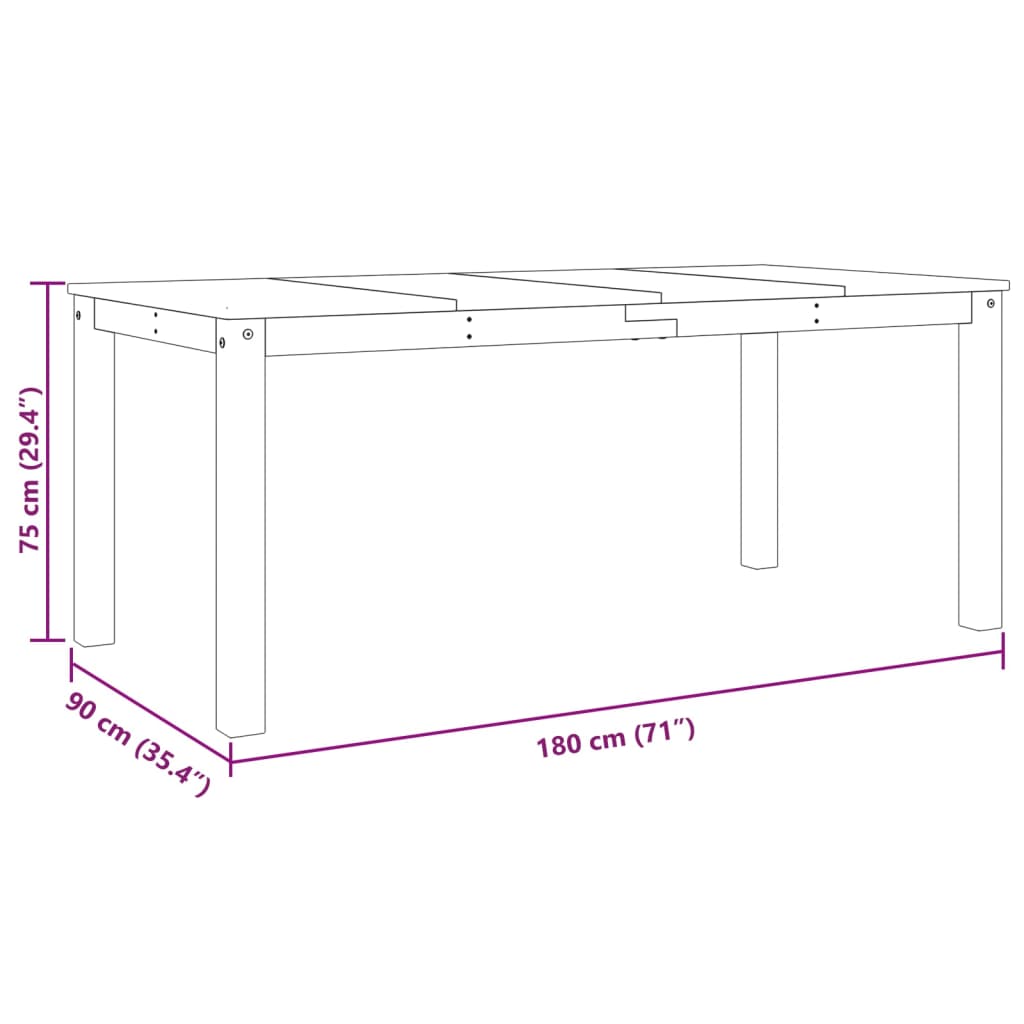 Tavolo da Pranzo PANAMA Grigio 180x90x75 cm Legno Massello Pino | homemem39