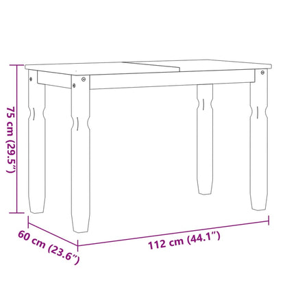Tavolo da Pranzo Corona 112x60x75 cm in Legno Massello di Pino | homemem39