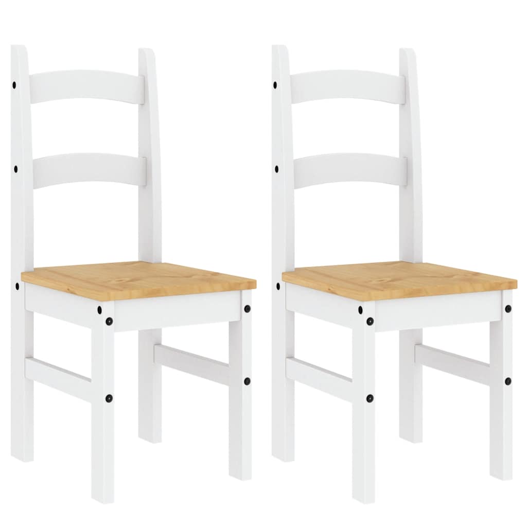 Sedie da Pranzo 2 pz Bianche 40x46x99 cm Legno Massello di Pino