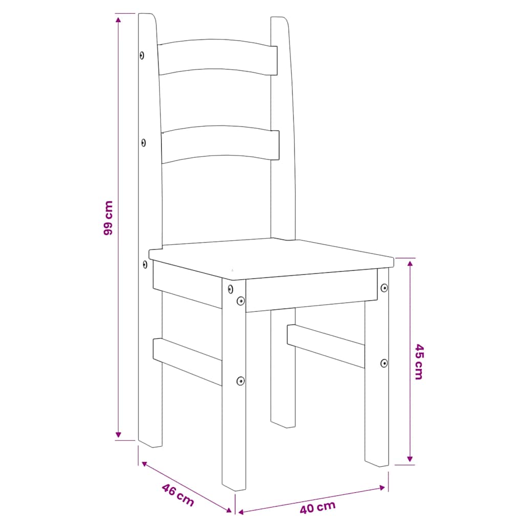 Sedie da Pranzo 2 pz Bianche 40x46x99 cm Legno Massello di Pino
