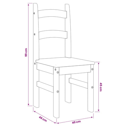 Sedie da Pranzo 2 pz Bianche 40x46x99 cm Legno Massello di Pino