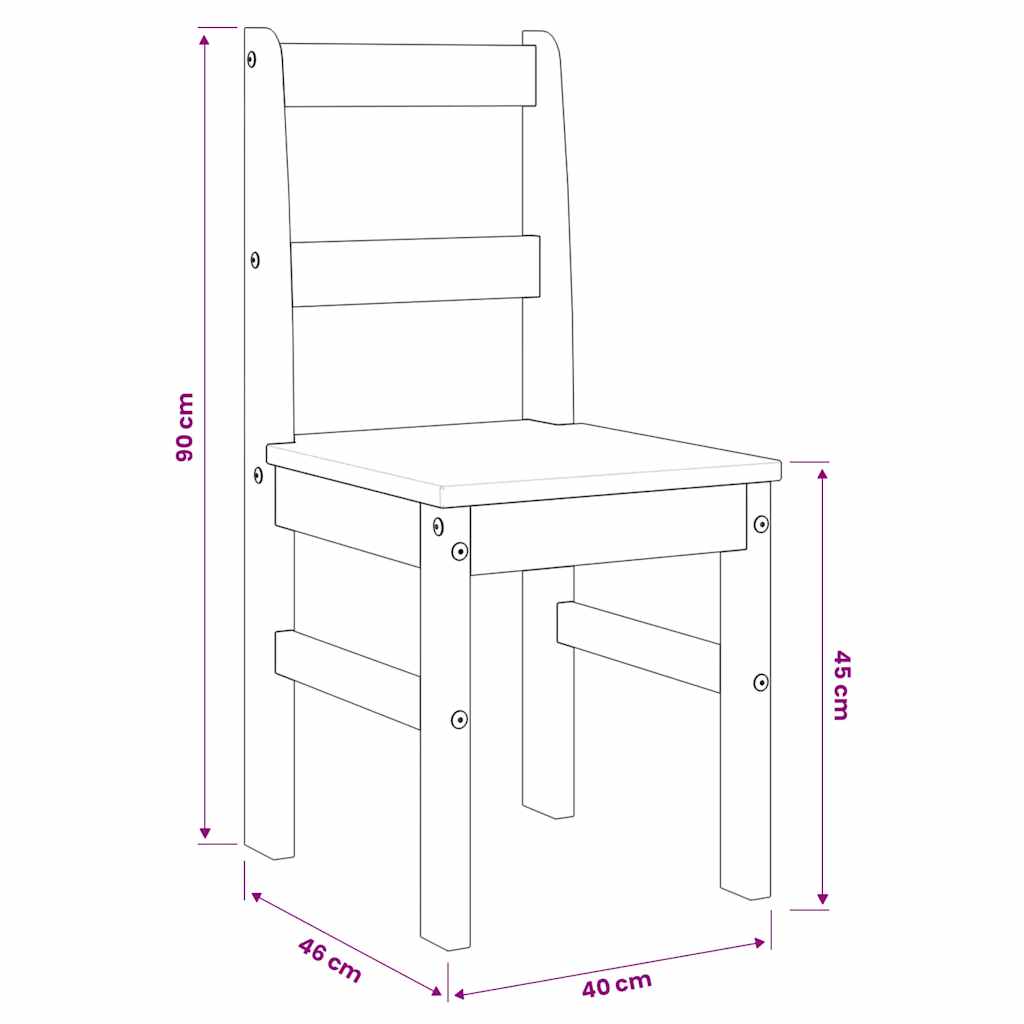 Sedie da Pranzo 2 pz Panama 105x30x45 cm Legno Massello Pino