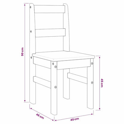 Sedie da Pranzo 2 pz Panama 105x30x45 cm Legno Massello Pino
