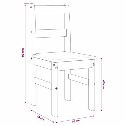 Sedie da Pranzo 2 pz Panama 105x30x45 cm Legno Massello Pino