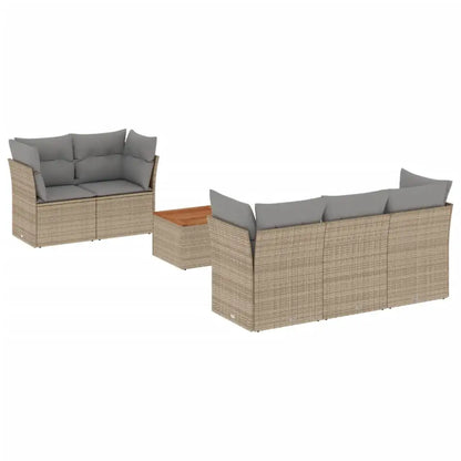 Set Divano da Giardino 6 pz con Cuscini Beige in Polyrattan - homemem39
