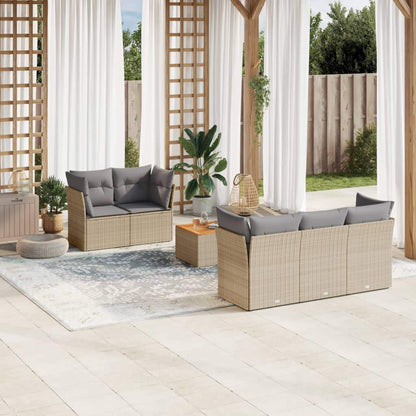 Set Divano da Giardino 6 pz con Cuscini Beige in Polyrattan - homemem39