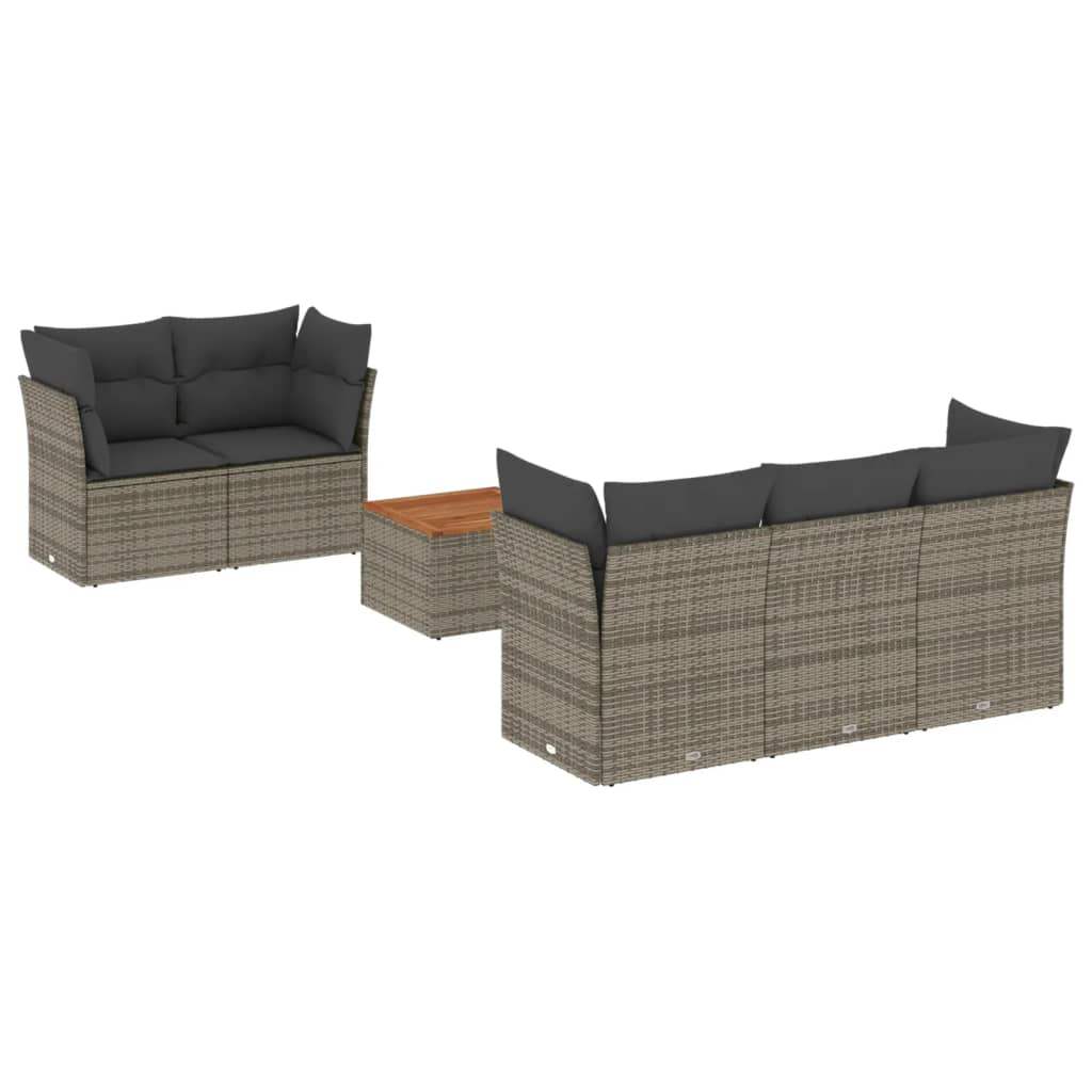 Set Divano da Giardino 6 pz con Cuscini Grigio in Polyrattan - homemem39