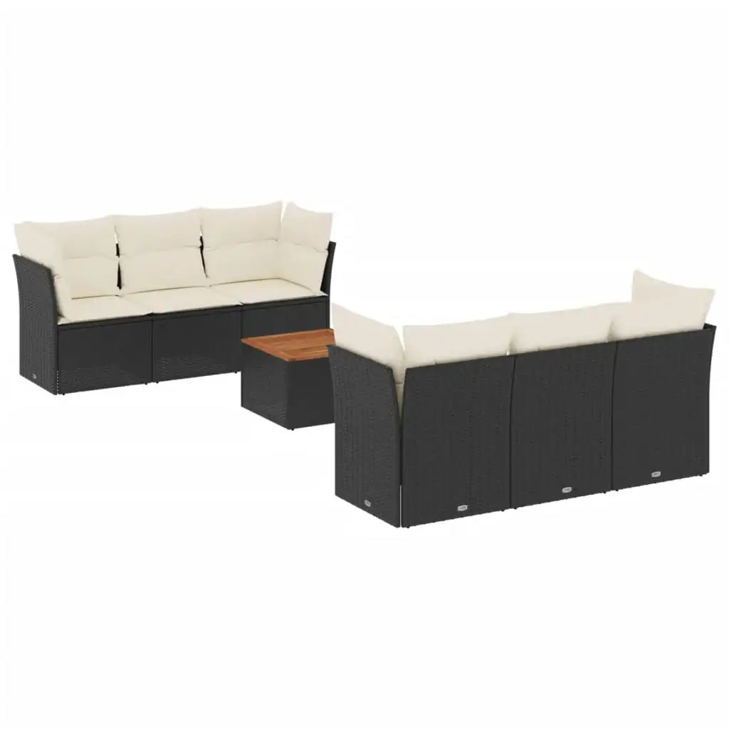Set Divani da Giardino con Cuscini 7pz Nero Polyrattan - homemem39