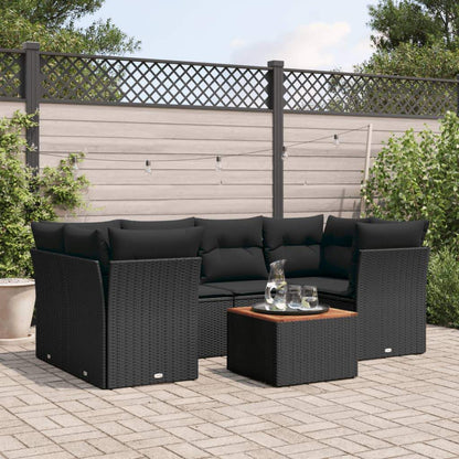 Set Divani da Giardino con Cuscini 7pz Nero Polyrattan - homemem39