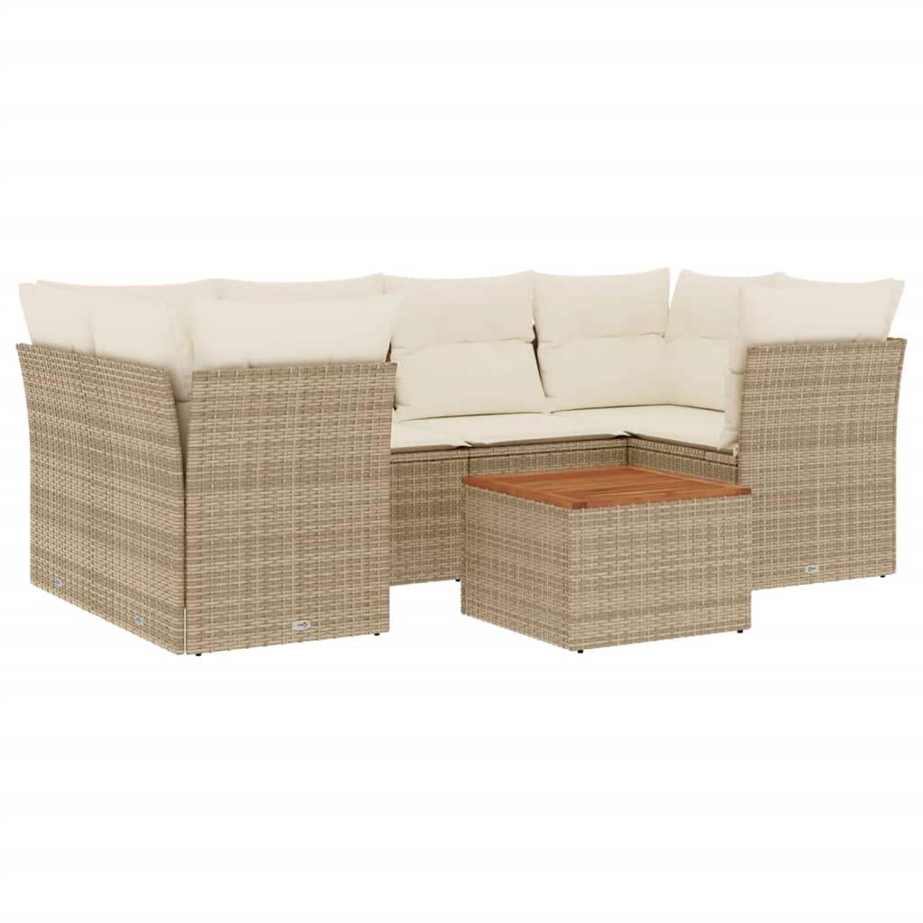 Set Divani da Giardino 7 pz con Cuscini Beige in Polyrattan - homemem39
