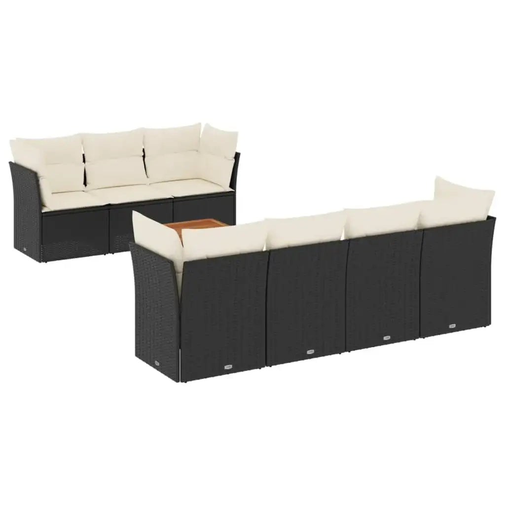 Set Divani da Giardino con Cuscini 8 pz Nero in Polyrattan - homemem39