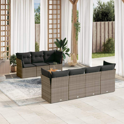Set Divano da Giardino 8 pz con Cuscini Grigio in Polyrattan - homemem39