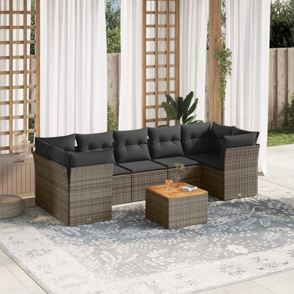 Set Divano da Giardino 8 pz con Cuscini Grigio in Polyrattan - homemem39