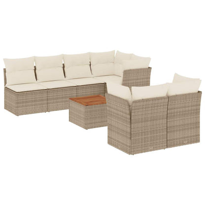 Set Divano da Giardino 8 pz con Cuscini Beige in Polyrattan - homemem39