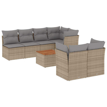 Set Divano da Giardino 8 pz con Cuscini Beige in Polyrattan - homemem39