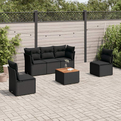 Set Divano da Giardino 6 pz con Cuscini Nero in Polyrattan - homemem39