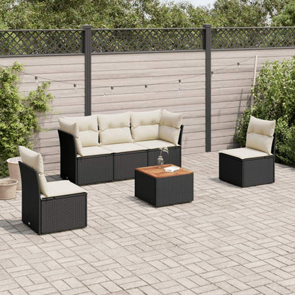Set Divano da Giardino 6 pz con Cuscini Nero in Polyrattan - homemem39