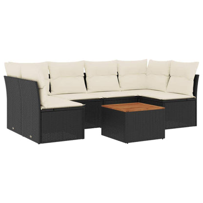 Set Divani da Giardino con Cuscini 7pz Nero Polyrattan - homemem39