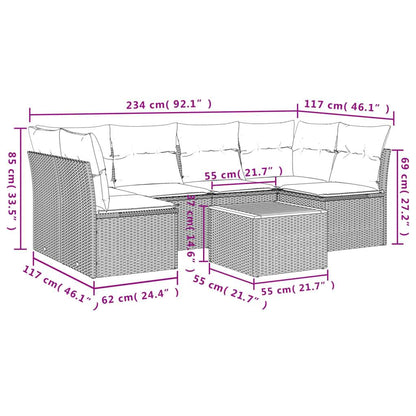 Set Divani da Giardino 7 pz con Cuscini Grigio in Polyrattan - homemem39