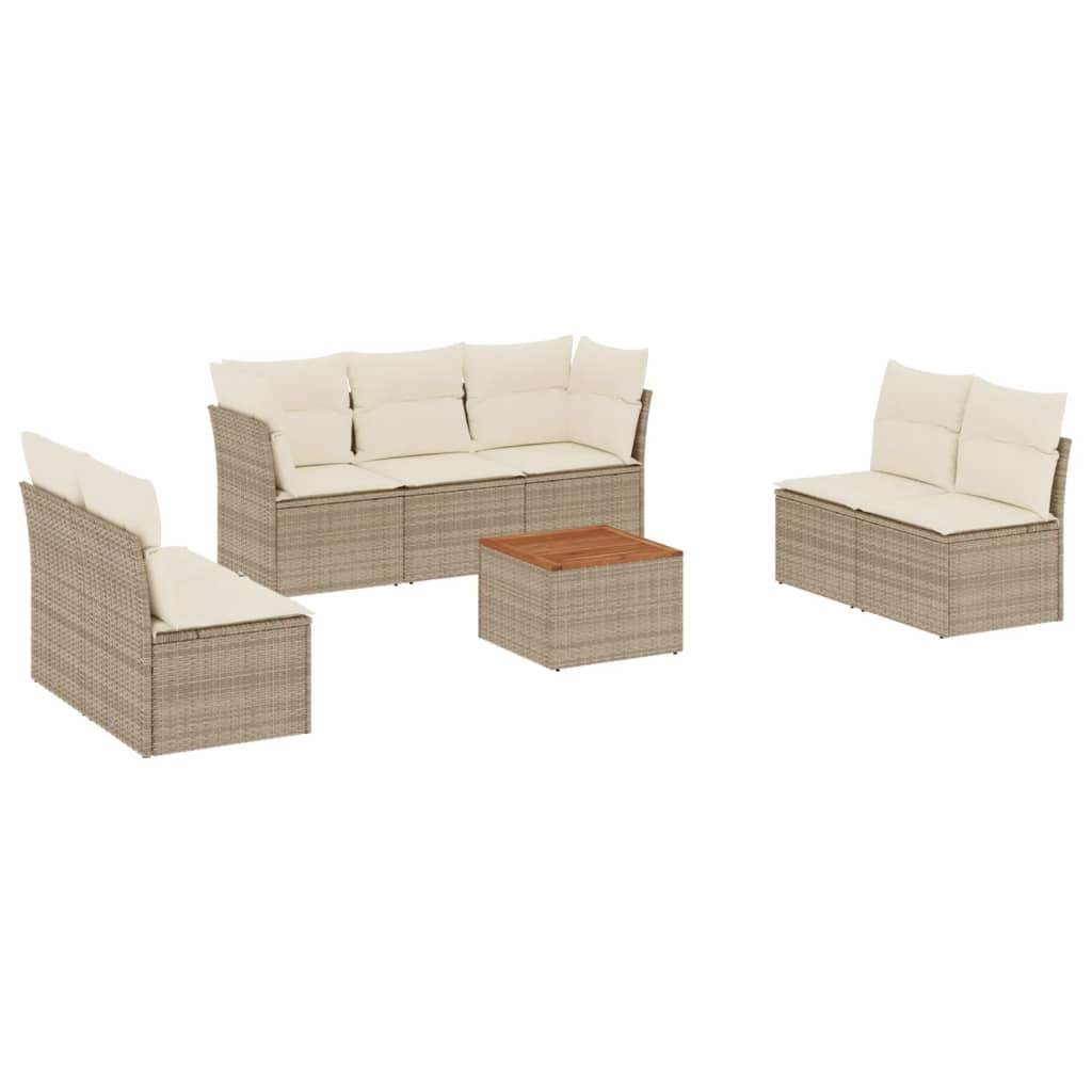 Set Divano da Giardino 8 pz con Cuscini Beige in Polyrattan - homemem39