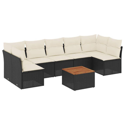 Set Divani da Giardino con Cuscini 8 pz Nero in Polyrattan - homemem39