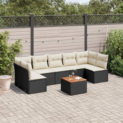 Set Divani da Giardino con Cuscini 8 pz Nero in Polyrattan - homemem39