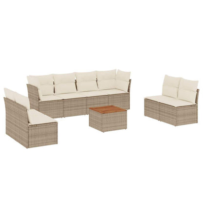 Set Divano da Giardino 9 pz con Cuscini Beige in Polyrattan - homemem39