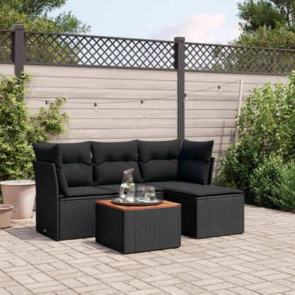 Set Divani da Giardino 5 pz con Cuscini in Polyrattan Nero - homemem39