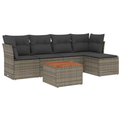 Set Divano da Giardino 6 pz con Cuscini Grigio in Polyrattan - homemem39