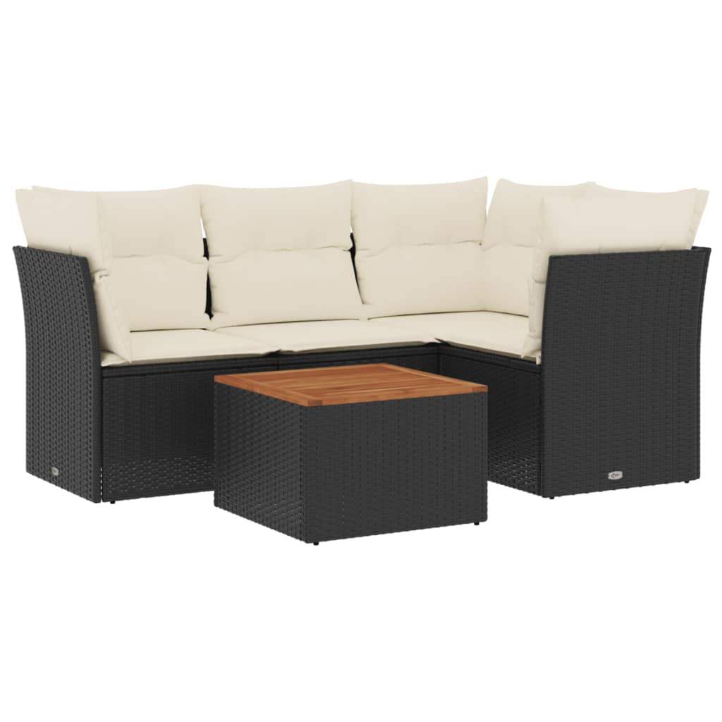 Set Divani da Giardino 5 pz con Cuscini in Polyrattan Nero - homemem39