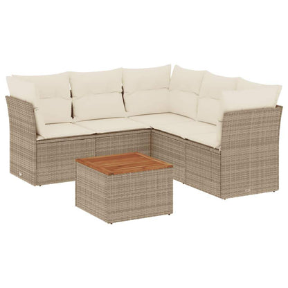 Set Divano da Giardino 6 pz con Cuscini Beige in Polyrattan - homemem39