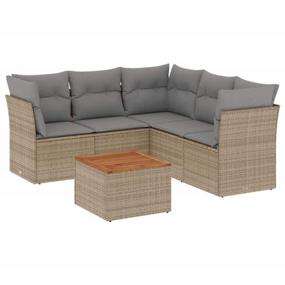 Set Divano da Giardino 6 pz con Cuscini Beige in Polyrattan - homemem39