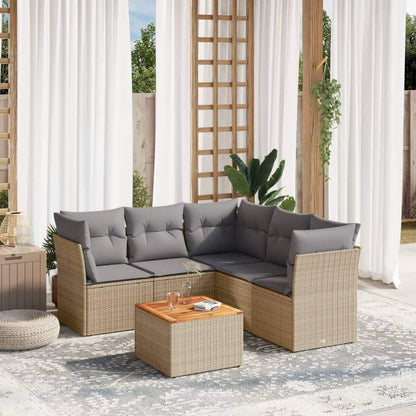 Set Divano da Giardino 6 pz con Cuscini Beige in Polyrattan - homemem39