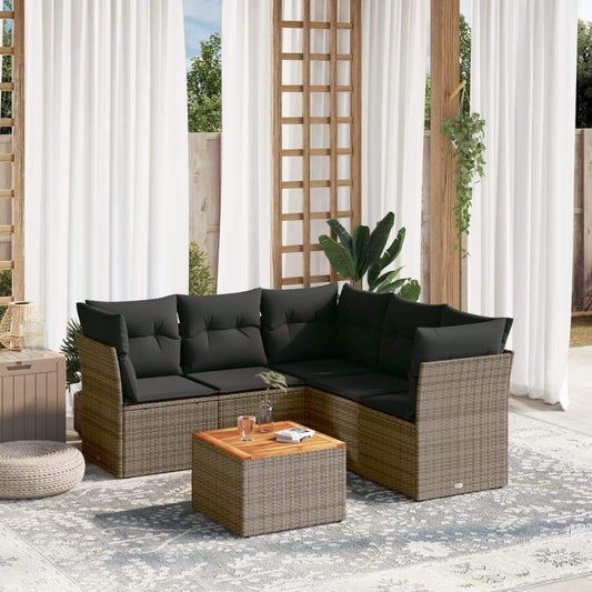 Set Divano da Giardino 6 pz con Cuscini Grigio in Polyrattan - homemem39