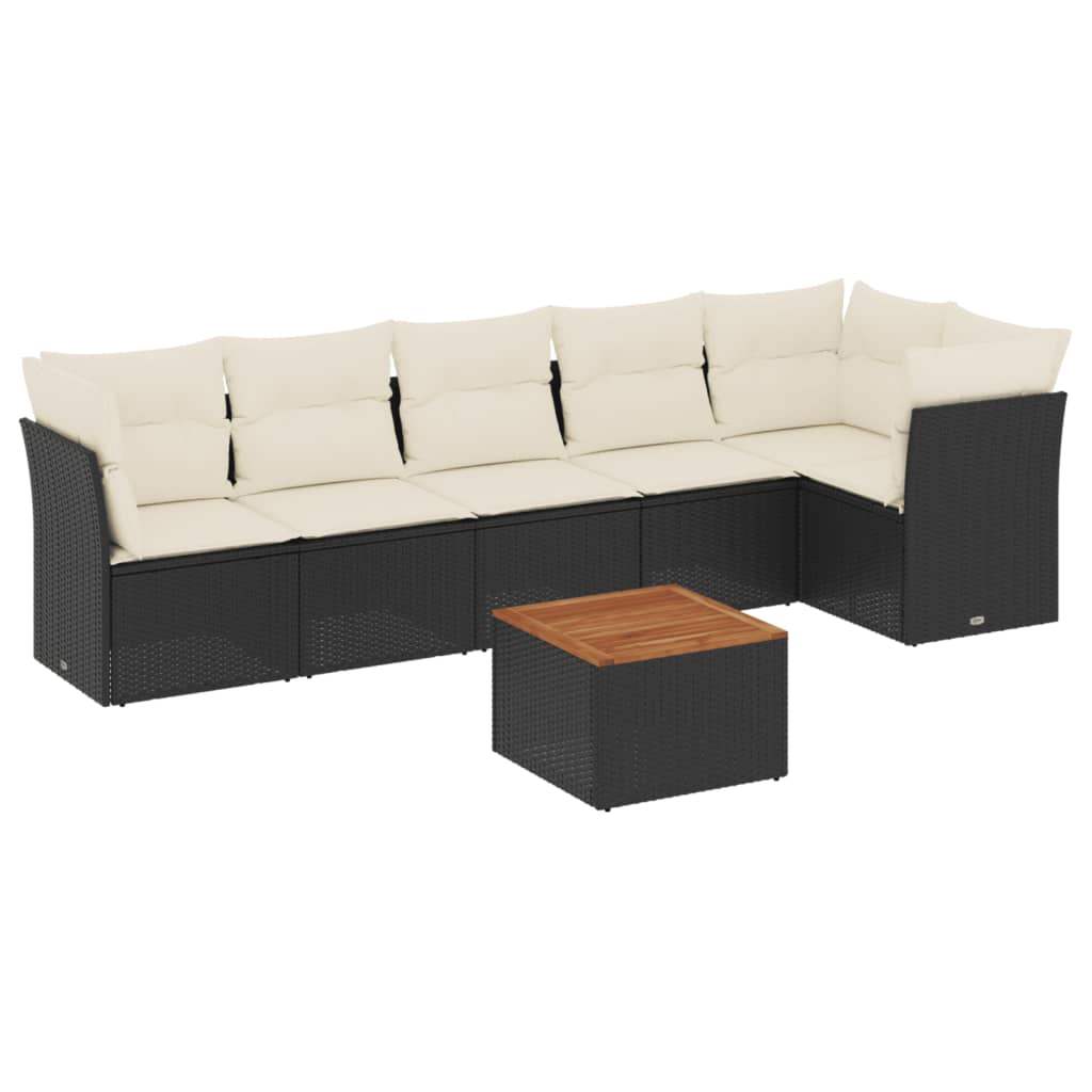 Set Divani da Giardino con Cuscini 7pz Nero Polyrattan - homemem39